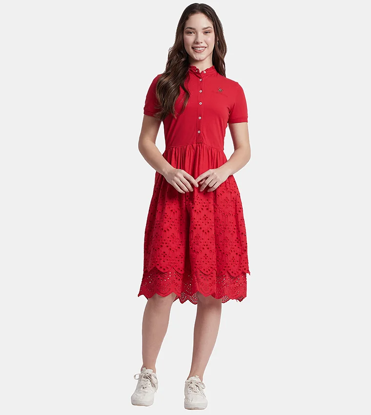 بيفرلي هيلز بولو كلوب فستان طبقات بياقة شيفلي