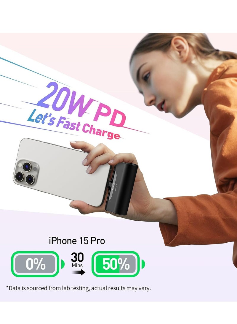 Portable Charger iPhone 15: USB-C Small Power Bank 20W 4500mAh Fast Charging Battery Pack Compatible with iPhone 15/15 Plus/15 Pro/15 Pro Max, Samsung S24/23, Google Pixel, Moto, Android Phone