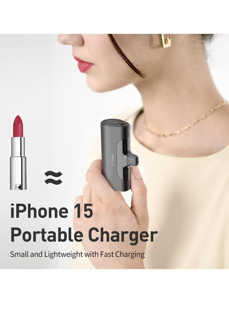Portable Charger iPhone 15: USB-C Small Power Bank 20W 4500mAh Fast Charging Battery Pack Compatible with iPhone 15/15 Plus/15 Pro/15 Pro Max, Samsung S24/23, Google Pixel, Moto, Android Phone