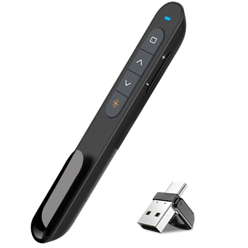 VOVIGGOL USB/Type-C 2 in 1 Presentation Clicker for Powerpoint, Hyperlink Volume Control Wireless Presenter Remote Presentation Pointer Slide Advancer PPT Clicker for Mac iPad Computer Laptop - Image 1