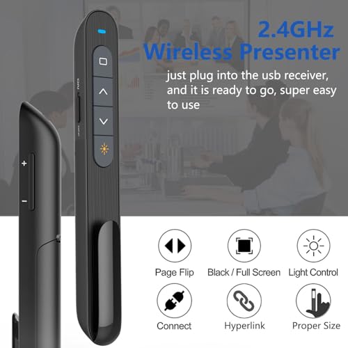 VOVIGGOL USB/Type-C 2 in 1 Presentation Clicker for Powerpoint, Hyperlink Volume Control Wireless Presenter Remote Presentation Pointer Slide Advancer PPT Clicker for Mac iPad Computer Laptop - Image 3