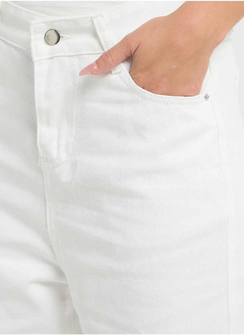 جينجر High Rise Straight Fit Jeans