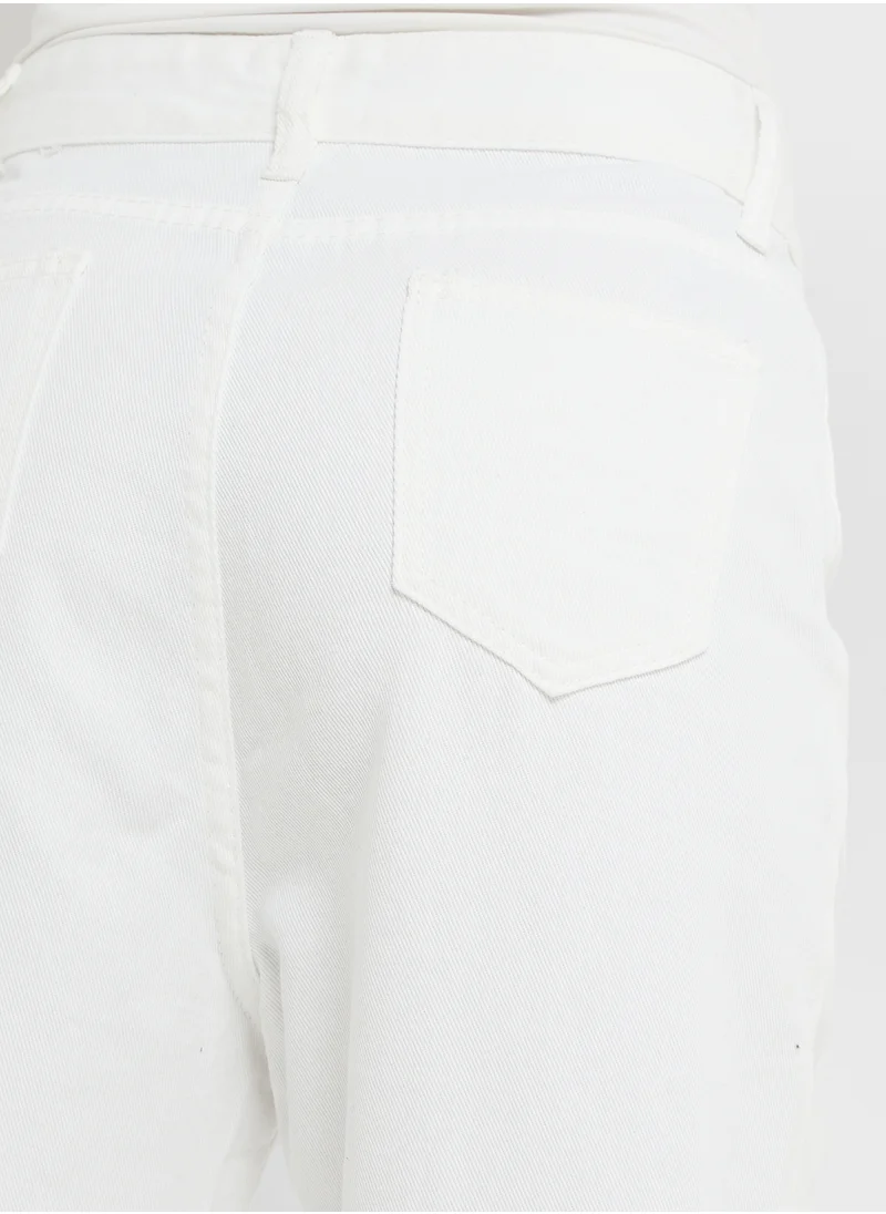 جينجر High Rise Straight Fit Jeans