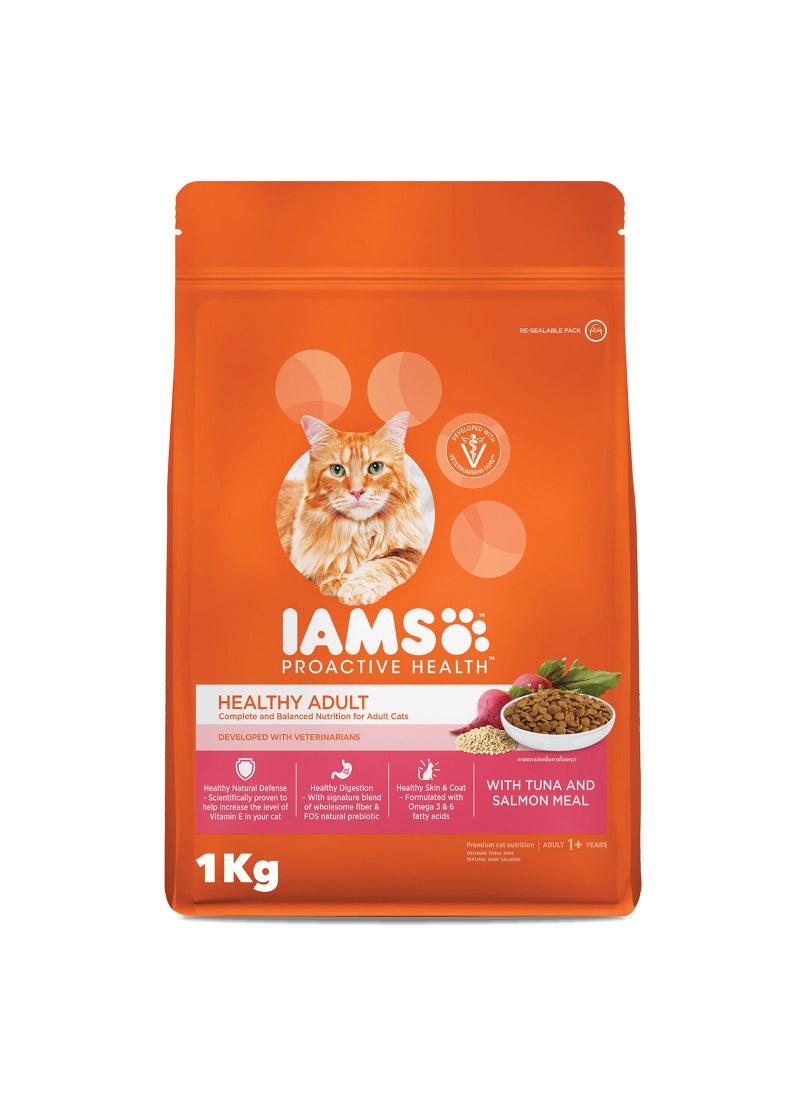 Iams Healthy Adult with Tuna and Salmon Dry Cat Food 1kg - Image 1