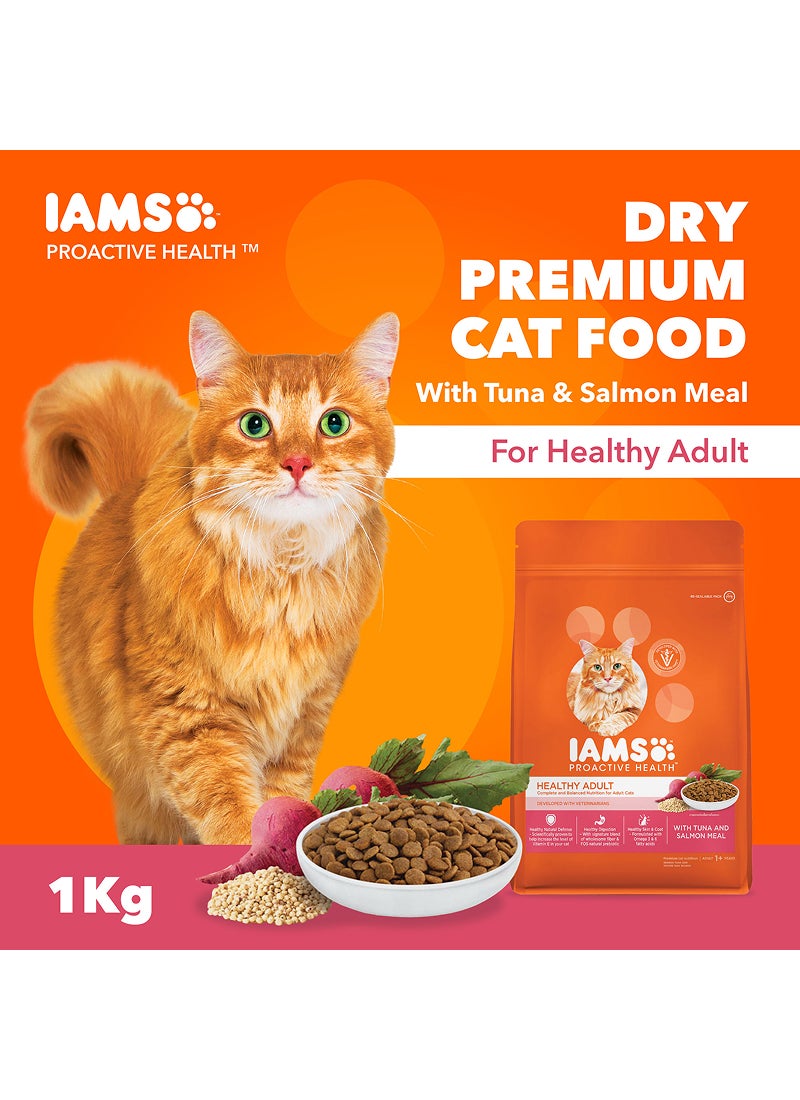 Iams Healthy Adult with Tuna and Salmon Dry Cat Food 1kg - Image 2