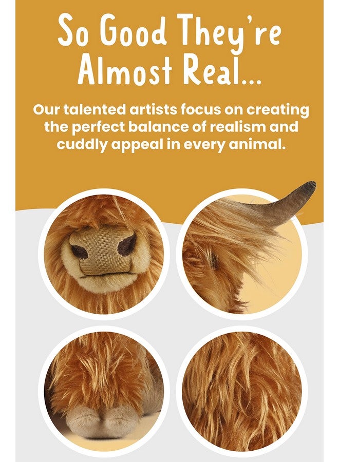 Keycraft Living Nature Highland Cow Brown Stuffed Animal | Farm Toy with Sound | Soft Toy for Kids | Naturli Eco-Friendly Plush | 9 Inches - Image 4