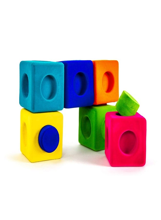 Rubbabu Rubbablox Natural Rubber Foam Blocks for Building Set- Safe Soft Squishy Children's Toy with Fuzzy Tactile Surface 13 Pieces - 12 Months & up - Image 1