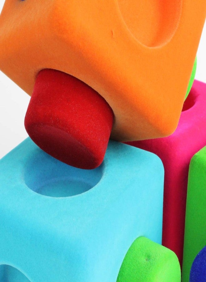 Rubbabu Rubbablox Natural Rubber Foam Blocks for Building Set- Safe Soft Squishy Children's Toy with Fuzzy Tactile Surface 13 Pieces - 12 Months & up - Image 2
