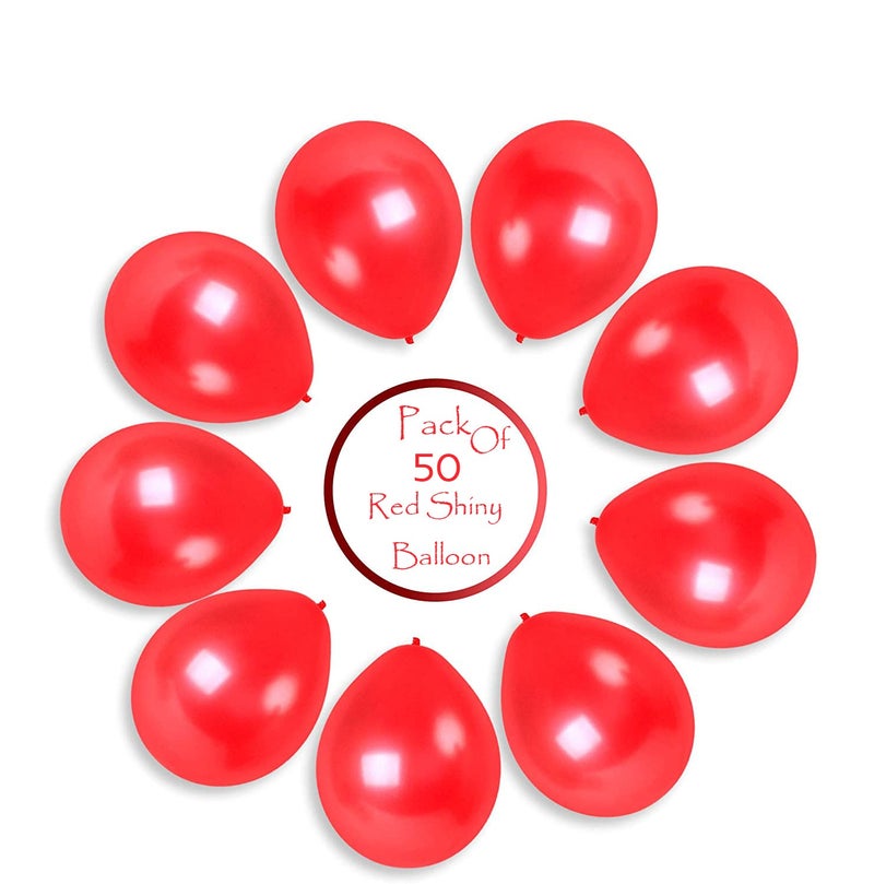 atorakushon Latex Red Color Super Quality Rubber Balloons 10" Christmas Xmas Balloons Best For Theme Party Decoration Birthday Wedding Anniversary Office Party Purpose Opening Ceremony Pack of 50 pcs - Image 2