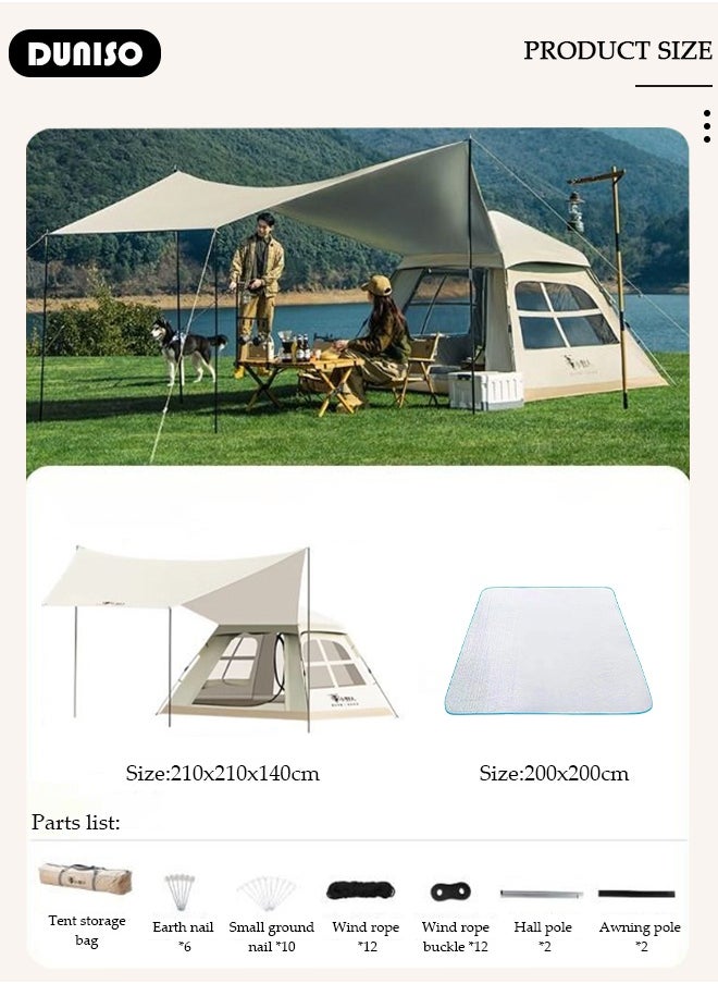DUNISO 3-4 Person Lightweight Camping Tent, Instant Pop Up Tent 3S Setup, Automatic Family Camp Tent Outdoor, Waterproof Hiking Dome Tent with Carry Bag for Camping Backpacking, Trip, Beach  - Image 2