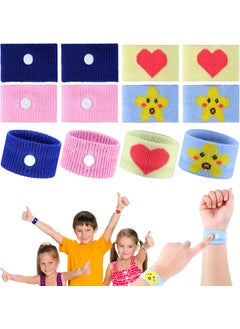 Tondiamo Tondiamo 4 Pairs Kids Motion Sickness Bands Travel Wristbands Kids Motion Sickness Relief Nausea Bands Wristbands Car Bracelet for Kids for Morning Flying Travel(Bright Style) 