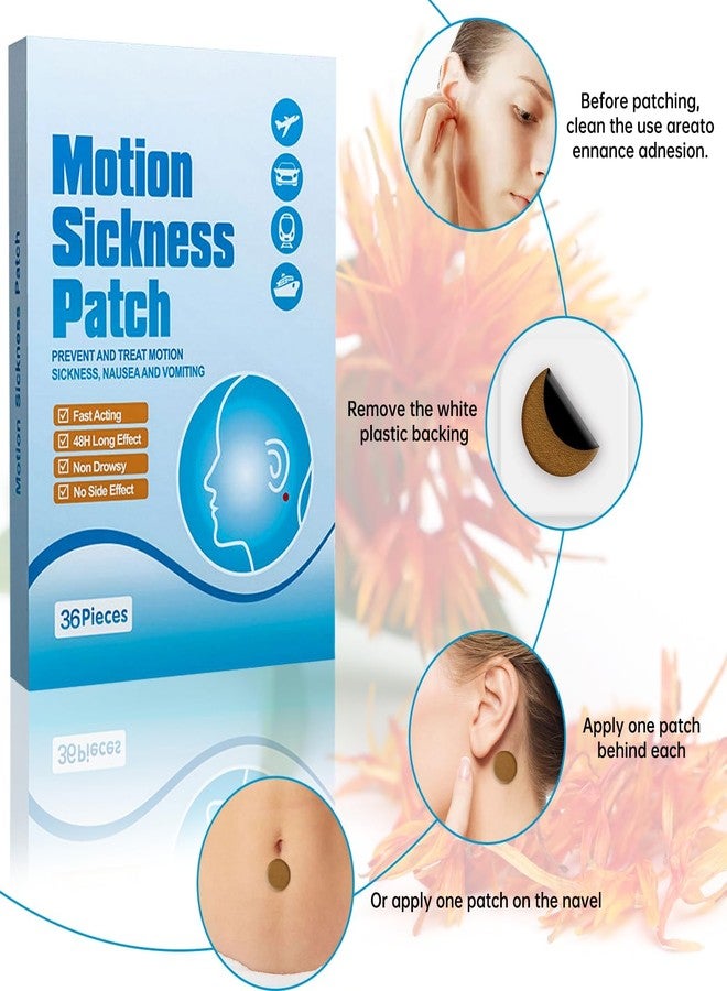 YONNAXO 36 Pcs Motion Sickness Patch, Anti Nausea Sea Sickness Patch with 2 Pairs Motion Sickness Wristbands, Travel Motion Car Sickness Relief Bands for Nausea, Dizziness and Vomiting from Seasickness - Image 3