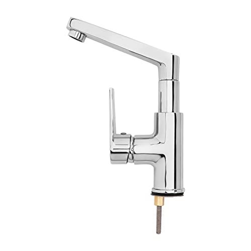 Hindware Italian Collection F360028CP Element Hot and Cold Sink Mixer with Swivel (Deck Mounted), Brass with Chrome Finish - Image 3