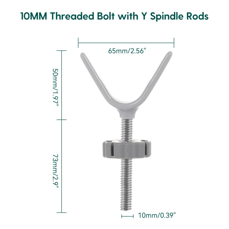 Babelio Baby Gate Stairs Banister Adapter-Y Threaded Spindle Rods for Pressure Mounted for Child & Pet Safety Gates with Extra Long Wall Mounting Screws Rod & Bolts (10MM) - Image 4
