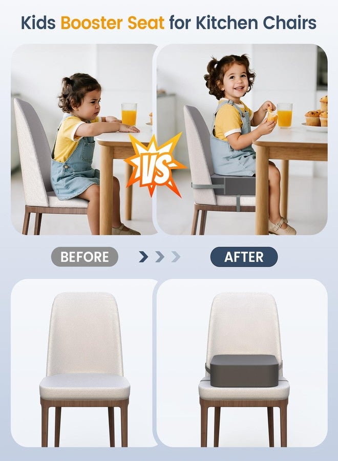 OPZAVYA Booster Seat for Kitchen Chair – Toddler Booster Seats for Dining Table with 2 Secure Buckle Straps, PU Leather Booster Cushion Foam Chair for Baby Kids, Portable & Easy to Clean (Dark Grey) - Image 5