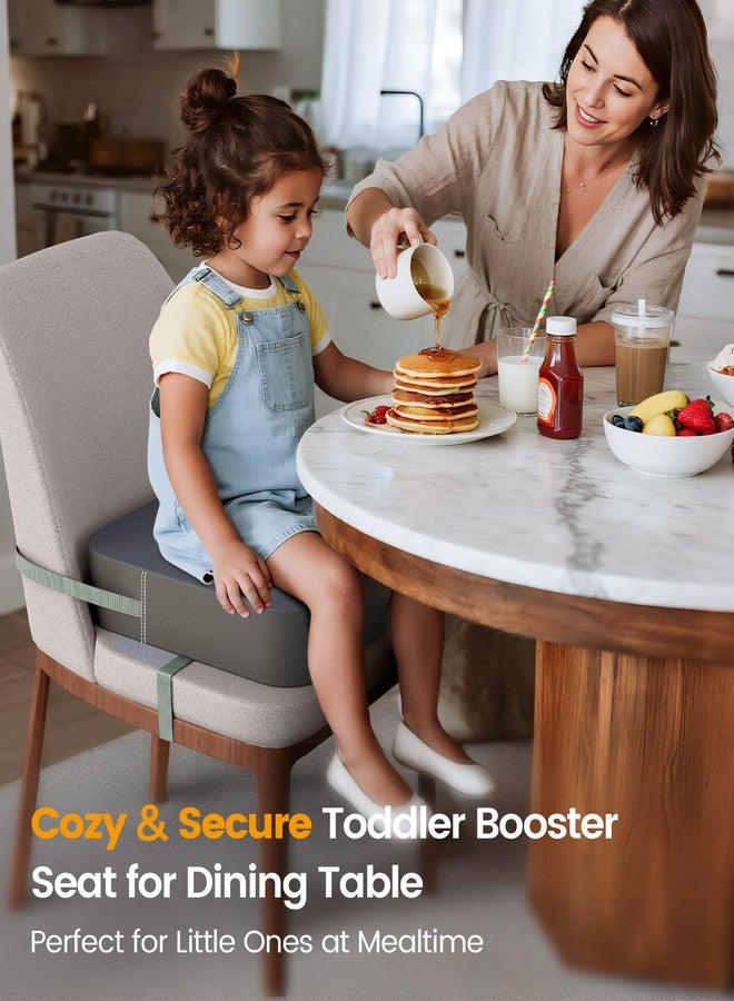 OPZAVYA Booster Seat for Kitchen Chair – Toddler Booster Seats for Dining Table with 2 Secure Buckle Straps, PU Leather Booster Cushion Foam Chair for Baby Kids, Portable & Easy to Clean (Dark Grey) - Image 3