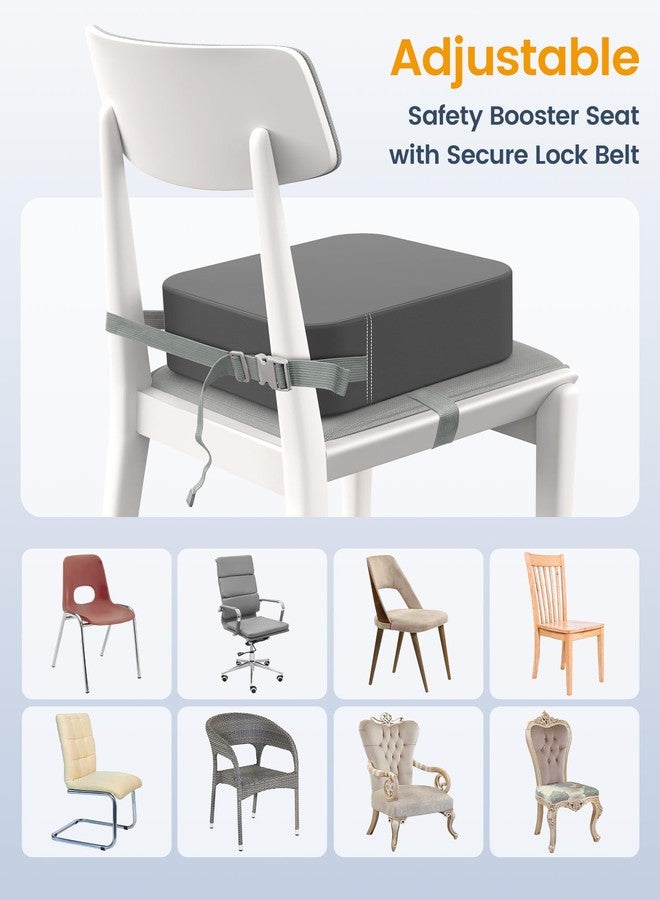 OPZAVYA Booster Seat for Kitchen Chair – Toddler Booster Seats for Dining Table with 2 Secure Buckle Straps, PU Leather Booster Cushion Foam Chair for Baby Kids, Portable & Easy to Clean (Dark Grey) - Image 4
