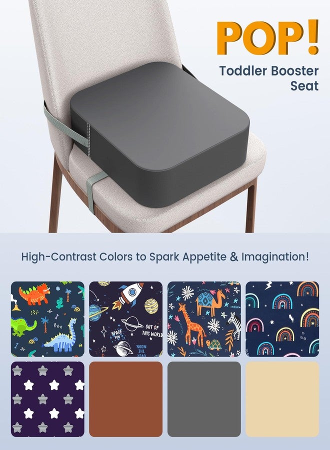 OPZAVYA Booster Seat for Kitchen Chair – Toddler Booster Seats for Dining Table with 2 Secure Buckle Straps, PU Leather Booster Cushion Foam Chair for Baby Kids, Portable & Easy to Clean (Dark Grey) - Image 2