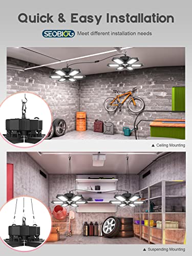 SEOBIOG Plug in Garage Light, 200W 20000LM Linkable Shop Light with On/Off Switch, 6500K Hanging LED Lights with 9.84ft Power Cord and US Plug, for Garage, Workshop,Work Bench - Image 5
