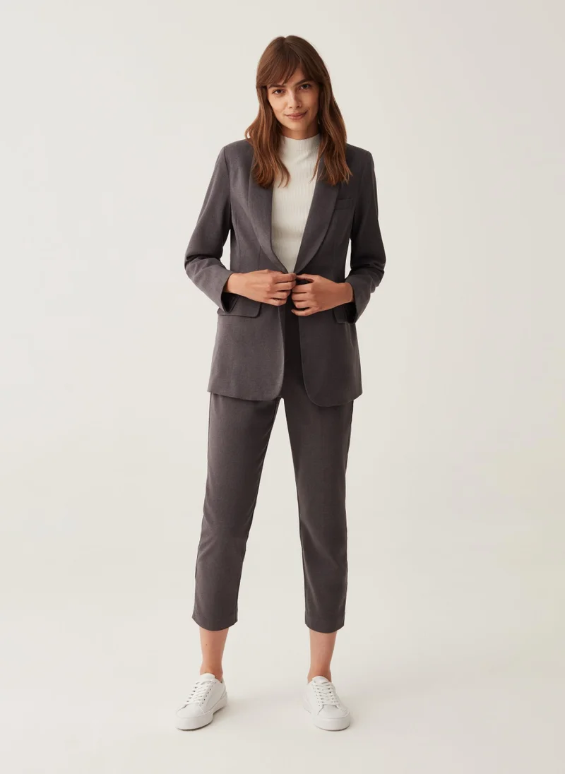 او في اس Solid Colour Single-Breasted Blazer