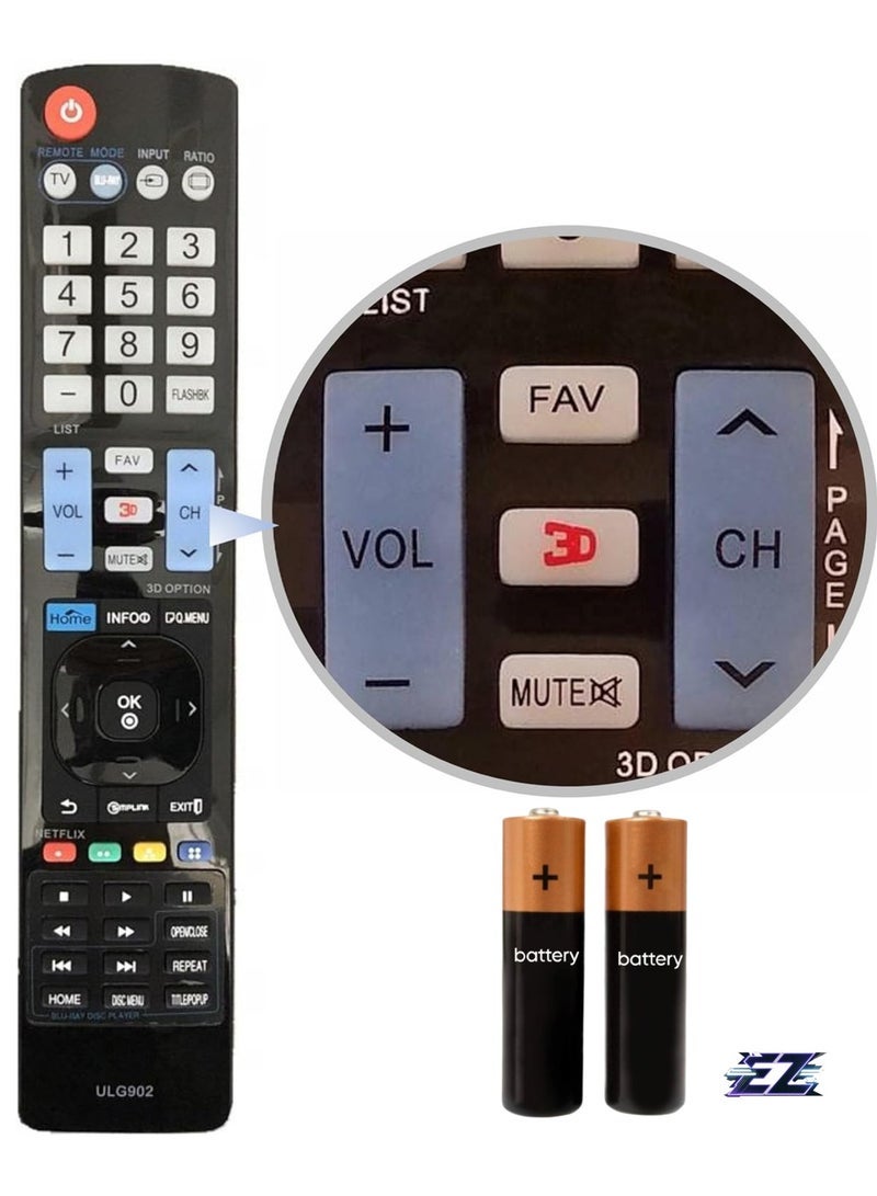 PopZa Universal Replacement Remote Control for LG TVs and LG Blu-ray Players - All Models with battery - Image 1