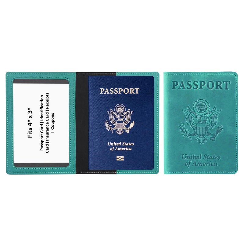 Ciana Passport Holder for Men and Women - PU Leather Passport Cover and Card Holder - Combo Slim Passport Holder with Card Protector Slot, Travel Must Haves (Turquoise) - Image 1