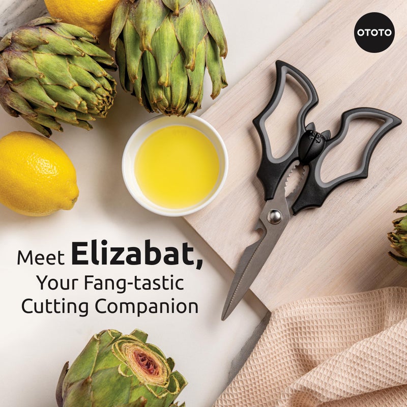 OTOTO Elizabat Kitchen Scissors - Halloween Goth Cute Bat Kitchen Shears, Gothic Scissors Utensils - Spooky Bats Halloween Gifts, Cute Gadgets, Kitchen Gadgets - Image 2