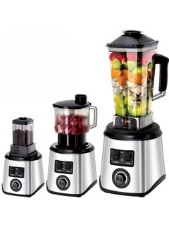 3 in 1 Stainless Steel Heavy Duty Portable Juicer Blender To Go Cups and Spout Lids Pulse Technology Smoothie Blender, Powerful Ice Crush Table Blender with Multi Functions