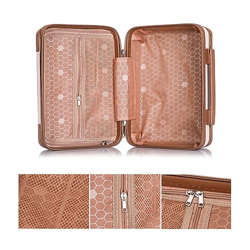 SUNBEET Portable Hard Shell Cosmetic Travel Case, Small Travel Hand Luggage With Elastic Band, Mini Abs Carrying Makeup Box Case Suitcase (White & Brown), 5 Cm - Image 5