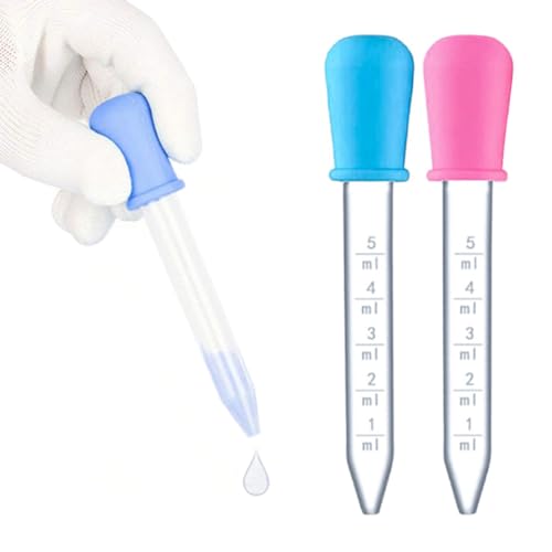 Hodaqe Liquid Dropper Silicone 2Pcs 5Ml Plastic Pipette Babies Eye Dropper Pipettes Transfer Eyedropper, Multicolor - Image 1