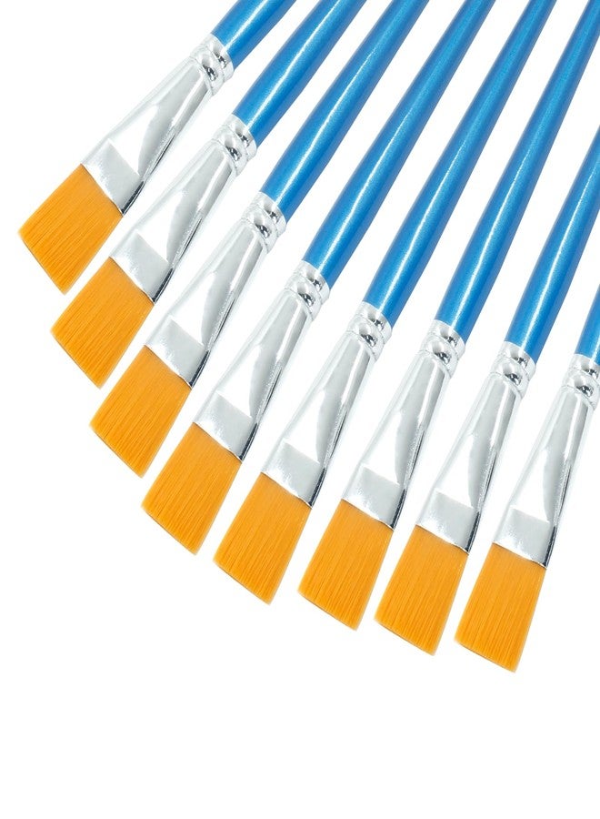 Hitefu 12PCS Flat Paint Brushes, 3/4 Inch Small Acrylic Paint Brush Craft Artist Paint Brushes, Flat Watercolor Brush Bulk for Student & Adult Painting(Pearly Blue) - Image 2
