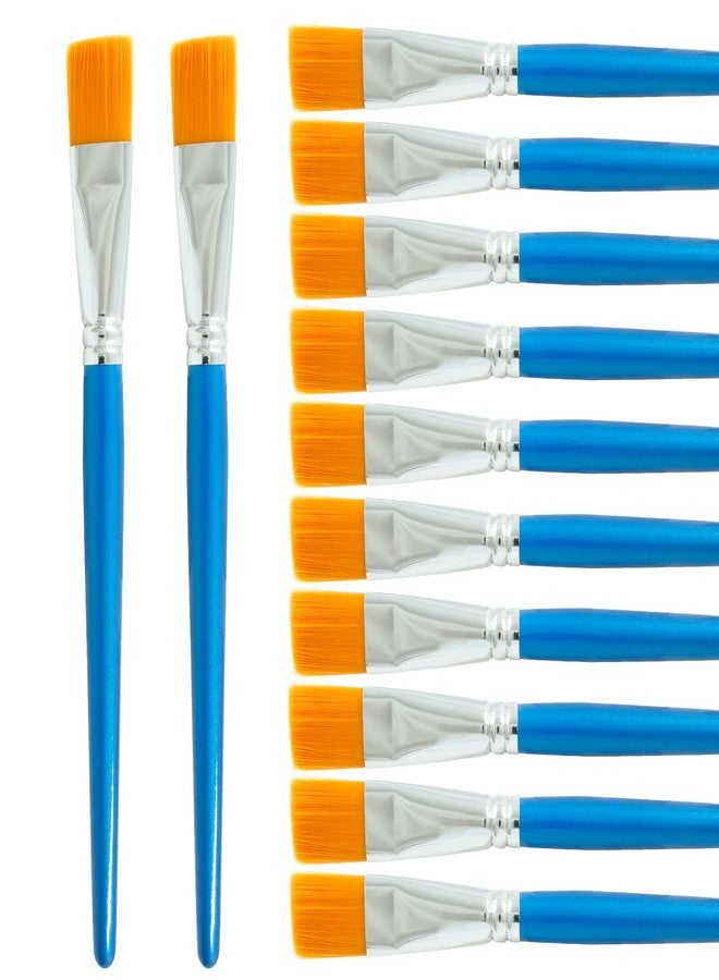 Hitefu 12PCS Flat Paint Brushes, 3/4 Inch Small Acrylic Paint Brush Craft Artist Paint Brushes, Flat Watercolor Brush Bulk for Student & Adult Painting(Pearly Blue) - Image 1
