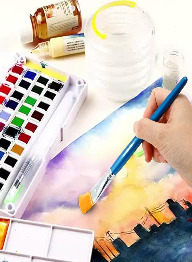 Hitefu 12PCS Flat Paint Brushes, 3/4 Inch Small Acrylic Paint Brush Craft Artist Paint Brushes, Flat Watercolor Brush Bulk for Student & Adult Painting(Pearly Blue) - Image 5
