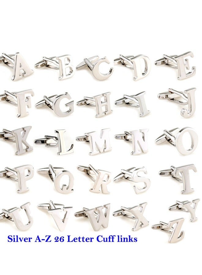 DUNISO Letter M Cufflinks, Personalized Cuff Links Mens Letter CuffLinks, Fashion New Men's Business Formal Occasions Shirt Accessories Silver Cuff Links - Image 4