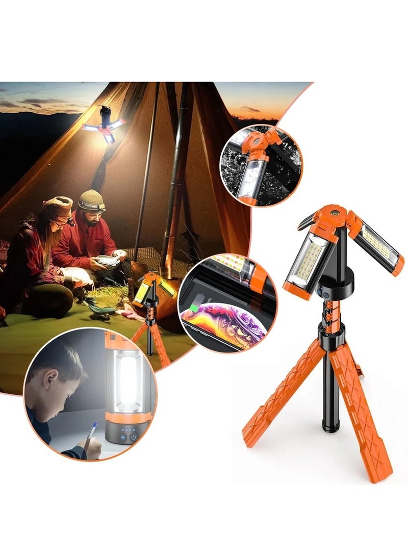 AMBERJACK Rechargeable Camping Light with Stand, Cordless Triple Work LED Lights, 9000mah Battery, 2500 Lumen, 3500-8000K, with Detachable Tripod, Light for Outdoor Work, Camping, Emergency Work lights for Job Site, Workshop Hiking Fishing  - Image 4
