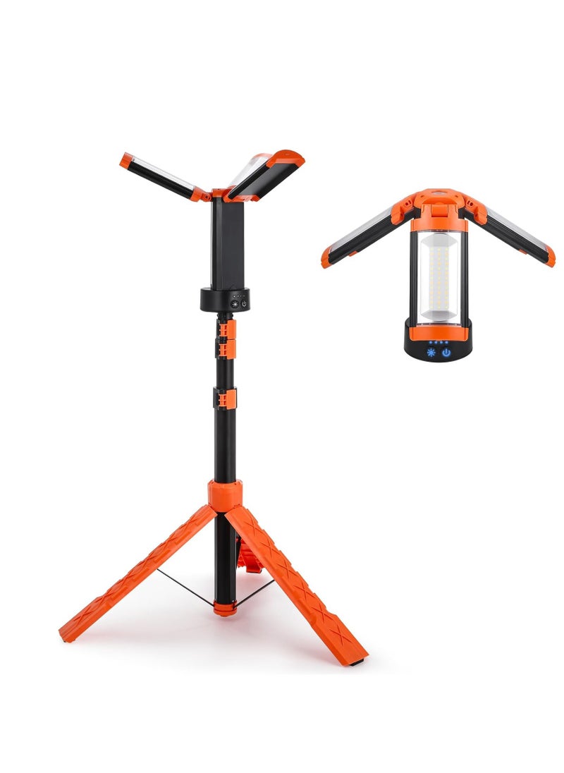 AMBERJACK Rechargeable Camping Light with Stand, Cordless Triple Work LED Lights, 9000mah Battery, 2500 Lumen, 3500-8000K, with Detachable Tripod, Light for Outdoor Work, Camping, Emergency Work lights for Job Site, Workshop Hiking Fishing  - Image 5