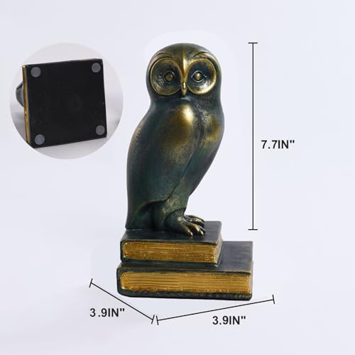 Kakizzy Book Ends for Shelves, Owl Decorative Bookends Bronze Bird Book Stopper Unique Kids Book Holders with Anti-Slip Base Luxurious Bookends for Kids Rooms Office Home Decor(Bronze) - Image 2