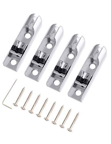 Holmer Bass Guitar Bridge Individual Bass Bridge Tailpiece Single String Bass Bridge for 4 String Bass Guitar Heavy Duty Zinc Saddles. (Chrome) - Image 1