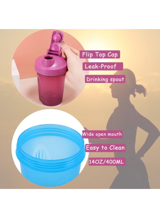 زجاجة خلط البروتين، 400 مل مع كرة من الفولاذ المقاوم للصدأ، كوب سموذي، زجاجة ماء للياقة البدنية، الرياضة والسفر، خالية من BPA، مانعة للتسرب، آمنة في غسالة الصحون (أسود) - Image 4