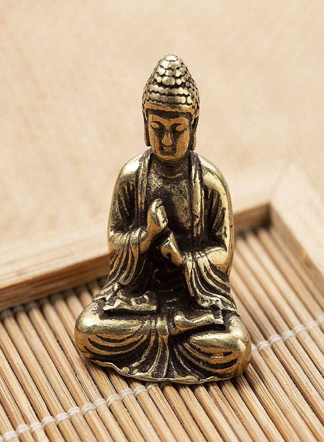 SaiDian تمثالان صغيران من النحاس الأصفر لبوذا شاكياموني من سايديان، زينة إبداعية للمنزل والمكتب - Image 5