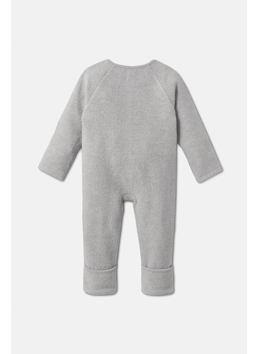 Tchibo Toddler Unisex Round Neck Wool Coverall Bodysuit, Grey  - Image 3