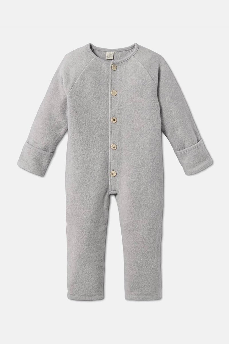 Tchibo Toddler Unisex Round Neck Wool Coverall Bodysuit, Grey  - Image 3