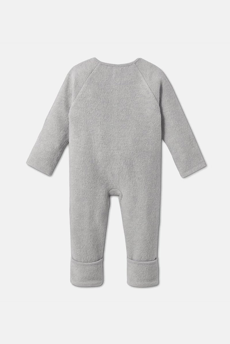 Tchibo Toddler Unisex Round Neck Wool Coverall Bodysuit, Grey  - Image 2