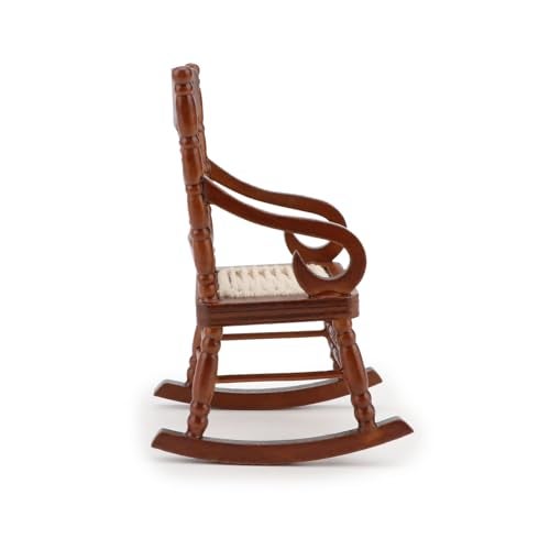 Cutemini Dollhouse Chairs 2PCS Miniature Rocking Chair 112 Scale Wooden FurnitureAccessories Tiny Mini House Home Outdoor Decoration ModelLiving Room Scene Christmas Craft Displays Brown - Image 5