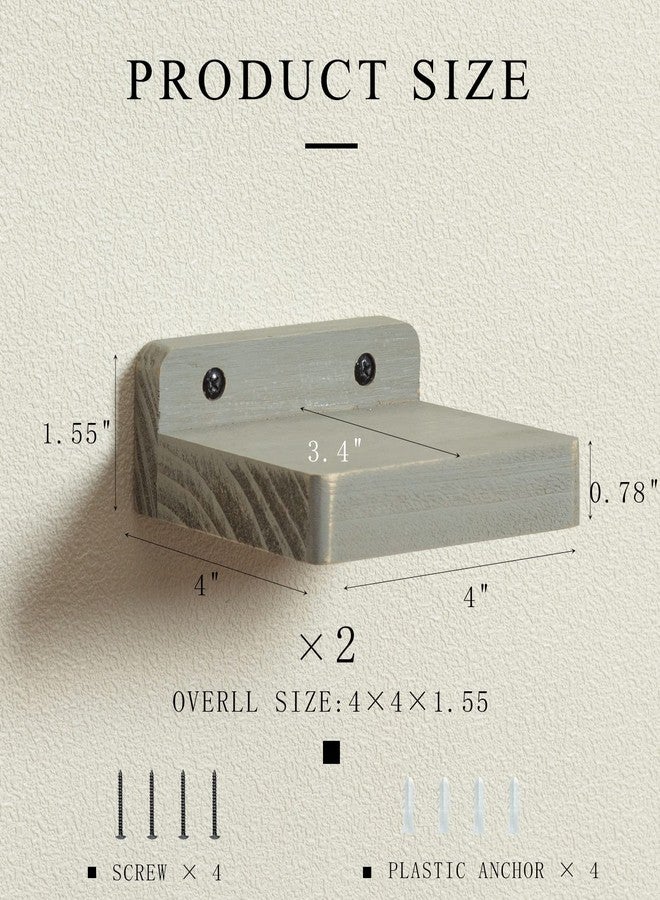 Freezing point Small Floating Shelf for Wall Set of 2 Natural Wood 4Inch Mini Wall Shelves Decor Plant Display Mounted Kitchen Bathroom Bedroom Corner Decorative Storage Tiny Stand New Grey - Image 3