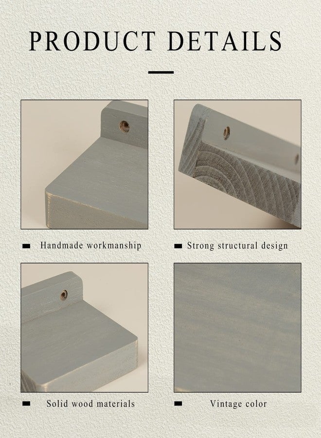 Freezing point Small Floating Shelf for Wall Set of 2 Natural Wood 4Inch Mini Wall Shelves Decor Plant Display Mounted Kitchen Bathroom Bedroom Corner Decorative Storage Tiny Stand New Grey - Image 4