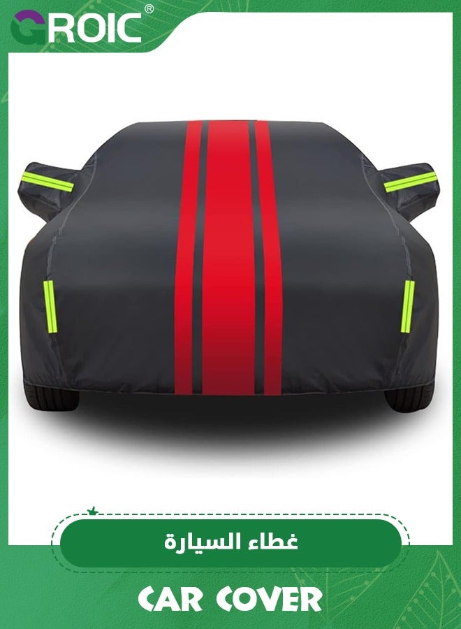 Car Cover, Multi-Layers Waterproof All Weather Car Cover, Outdoor Full Cover Windproof, Sand proof, Rain proof, UV proof Car Covers with Zipper Door with Reflective Strips Protection for SUV, Sedans