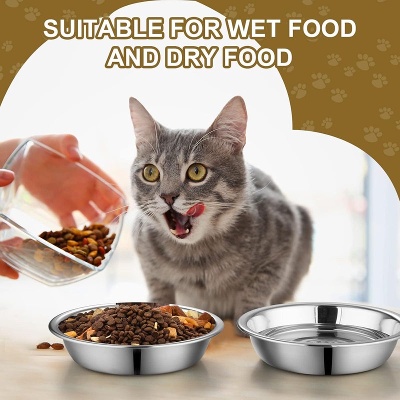 Rtteri 10 Pcs Stainless Steel Cat Bowls 63 Inches Friendly Shallow Cat Food Bowls Replacement Fatigue Relief for Elevated Stand Metal Dishes Basic for Dishwasher Safe - Image 4