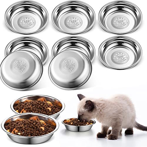Rtteri 10 Pcs Stainless Steel Cat Bowls 63 Inches Friendly Shallow Cat Food Bowls Replacement Fatigue Relief for Elevated Stand Metal Dishes Basic for Dishwasher Safe - Image 1