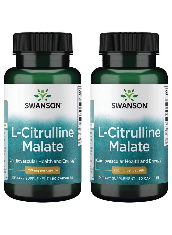 SWANSON L Citrulline Malate Amino Acid Supplement Promoting Energy Production & Healthy Blood Circulation Natural Formula Supporting Overall Wellness (60 Capsules 750Mg Each) 2 Pack - Image 2
